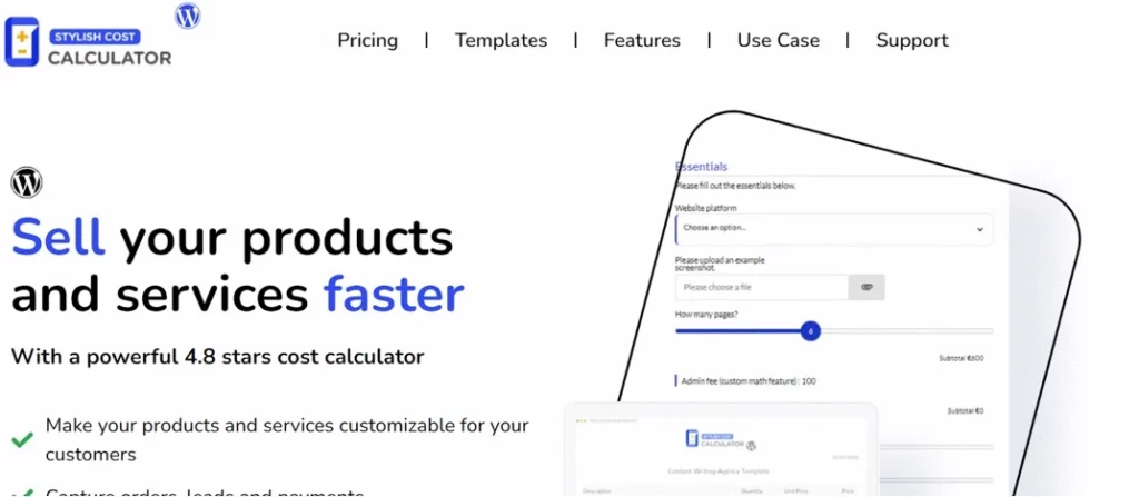 Stylish Cost Calculator The Best Payment Form Plugin